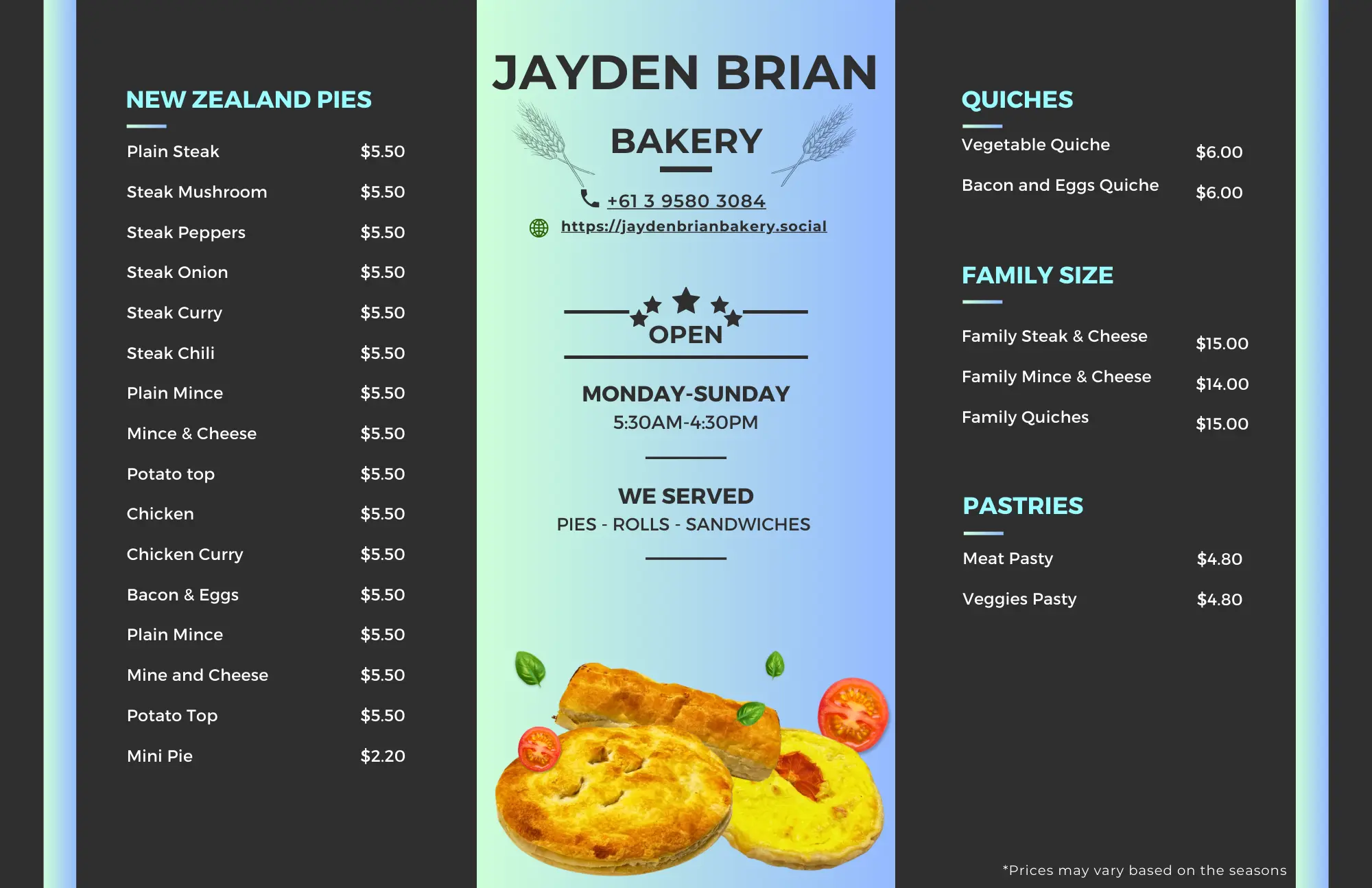 Menu page 1